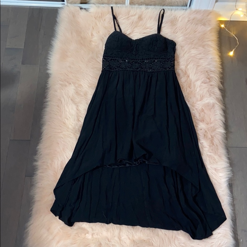 Hi-low black cutout dress